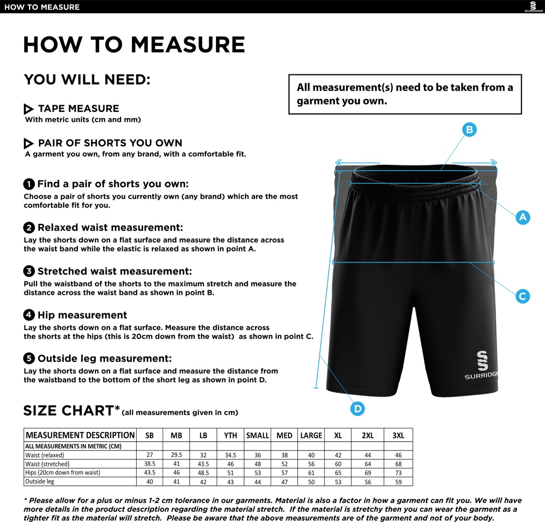 Ulverston CC - Ripstop Short - Size Guide