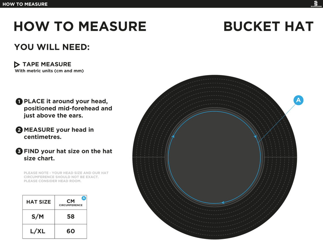 ULVERSTON CC Dual Bucket Hat - Navy - Size Guide